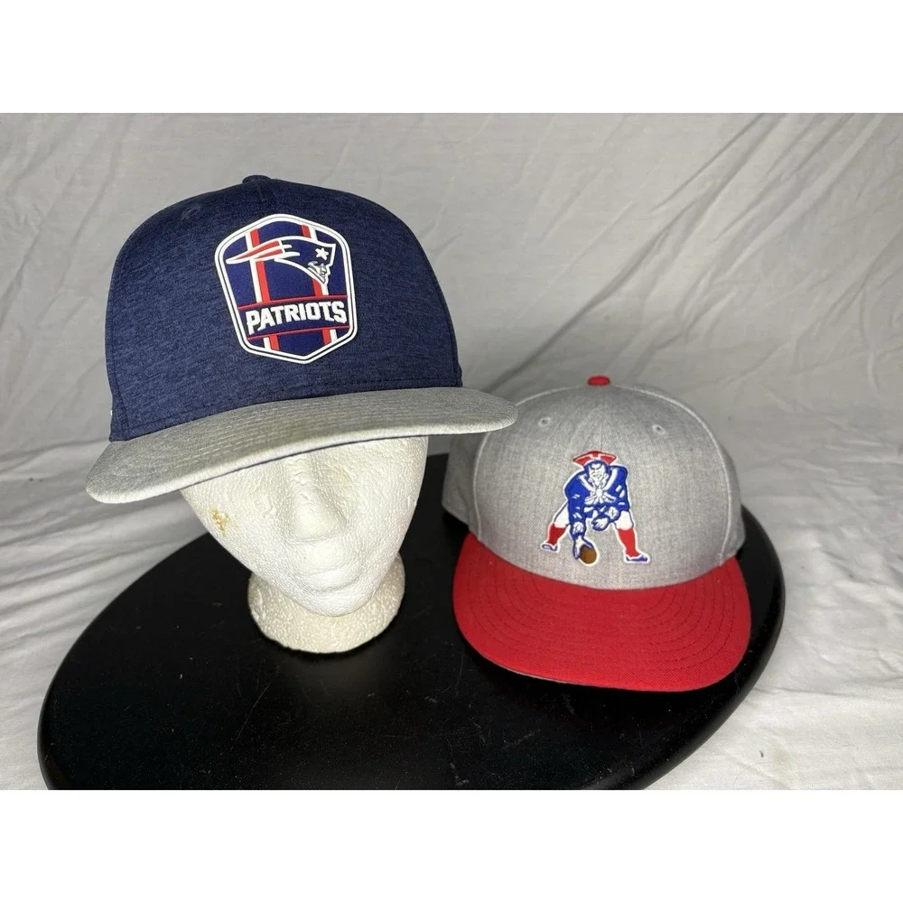 New Era 9fifty New England Patriots Hat Cap Snapback Blue & Gray Red Lot X2